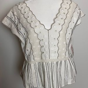 Anthropologie NWT Gorgeous White Top Size S